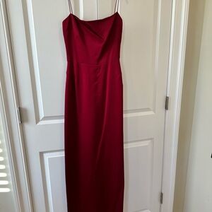 Elegant Red Silk Spaghetti Strap Dress